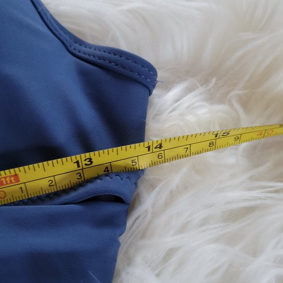 Two Piece Twist Simons Bikini Swimsuit Dark Blue Feather Print Spaghetti Strap M - Picture 6 of 12